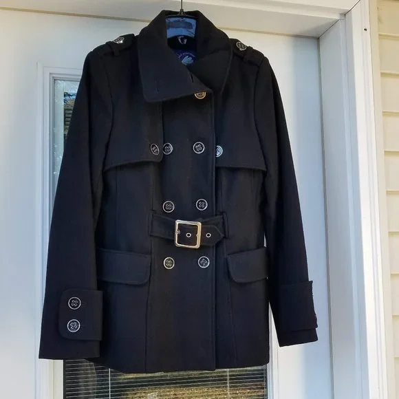 Green with envy Black wool blend peacoat - Picture 1 of 11